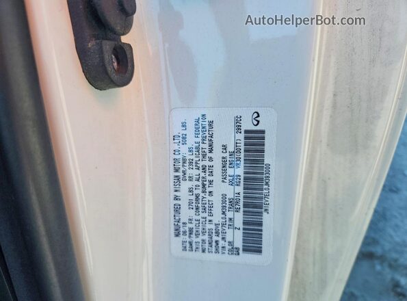JN1EV7EL0JM393000 2018 INFINITI Q60 White Շարժիչի բաժամունքի տեսք