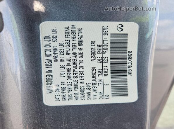 JN1EV7EL0LM380296 2020 INFINITI Q60 Gray Շարժիչի բաժամունքի տեսք