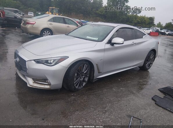 JN1EV7EL4HM553650 2017 INFINITI Q60 Silver წინა მარცხენა ხედი სამი მეოთხედიდან