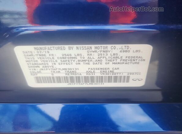 JN1FV7AP7LM630131 2020 INFINITI Q50 Blue Շարժիչի բաժամունքի տեսք