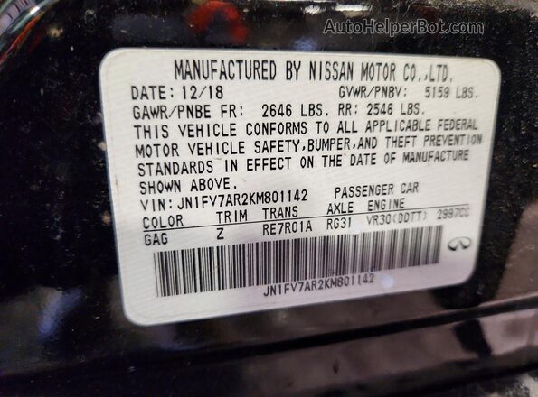JN1FV7AR2KM801142 2019 INFINITI Q50 Black Вид підкапотного простору
