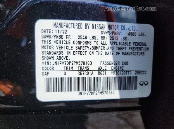 JN1FV7DP2PM570163 2023 INFINITI Q50 Black Widok komory silnika