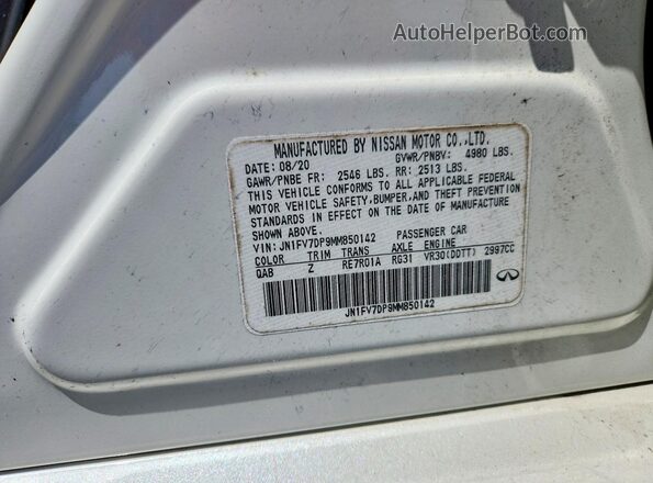 JN1FV7DP9MM850142 2021 INFINITI Q50 White Engine compartment view