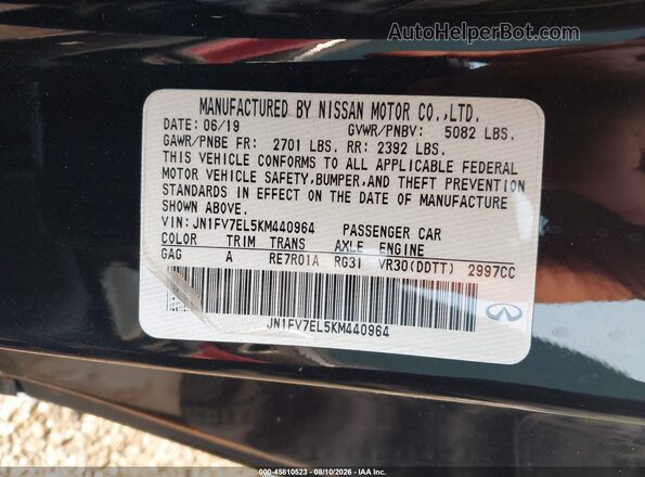JN1FV7EL5KM440964 2019 INFINITI Q60 Black Widok komory silnika