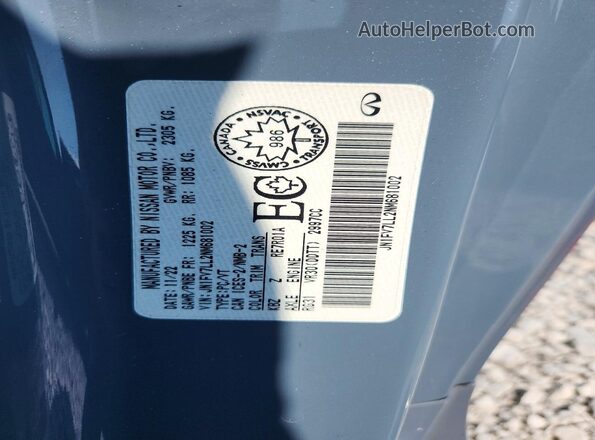 JN1FV7LL2NM681002 2022 INFINITI Q60 Blue Вид підкапотного простору