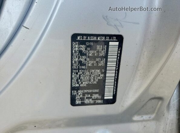 JN8AE2KP5G9153592 2016 NISSAN QUEST Silver VIN კოდის სტიკერის ხედი
