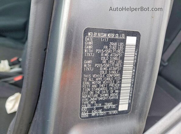 JN8AF5MR2HT704918 2017 NISSAN JUKE Silver Շարժիչի բաժամունքի տեսք