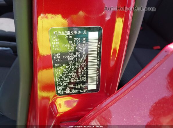 JN8AF5MRXGT607996 2016 NISSAN JUKE Red Widok komory silnika