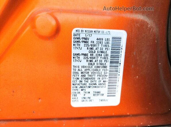 JN8AT2MT2HW391810 2017 NISSAN ROGUE Orange 