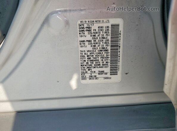 JN8AT2MT6JW461007 2018 NISSAN ROGUE Silver Панорамний вид салону 360°