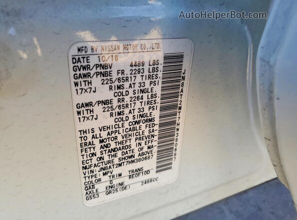JN8AT2MT7HW380687 2017 NISSAN ROGUE Белый Вид подкапотного пространства