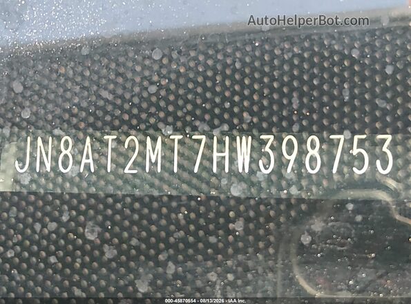 JN8AT2MT7HW398753 2017 NISSAN ROGUE Black Engine compartment view