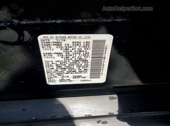 JN8AT2MT9LW005151 2020 NISSAN ROGUE Черный Вид подкапотного пространства