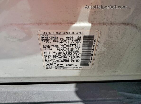 JN8AT2MTXHW143370 2017 NISSAN ROGUE White Engine compartment view