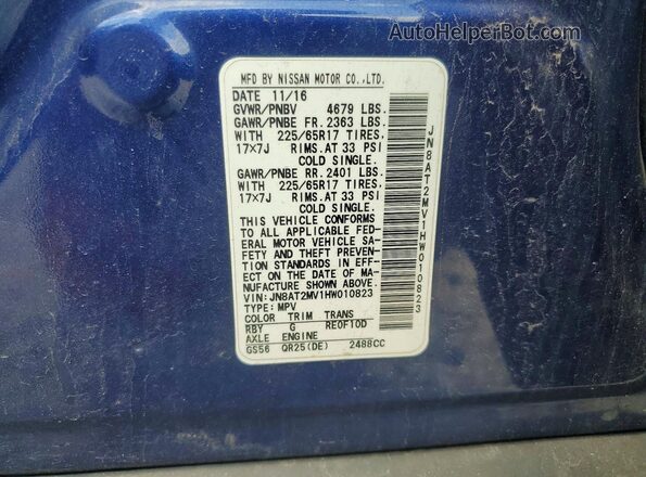 JN8AT2MV1HW010823 2017 NISSAN ROGUE Blue VIN կոդի պիտակի տեսք