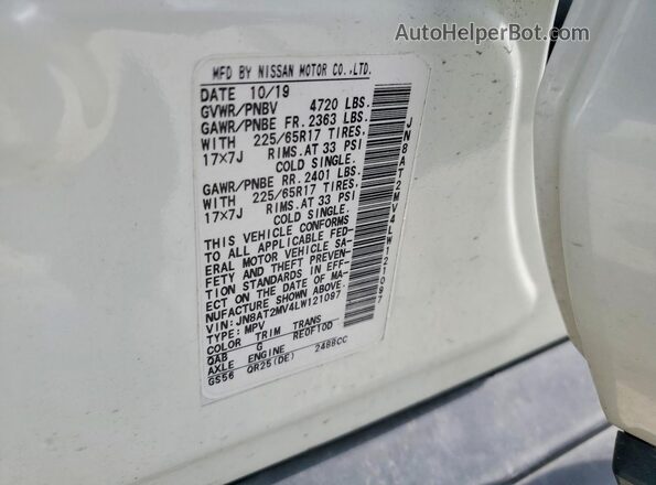 JN8AT2MV4LW121097 2020 NISSAN ROGUE Белый Вид наклейки с VIN-кодом