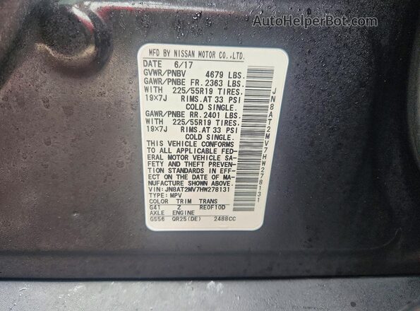 JN8AT2MV7HW278131 2017 NISSAN ROGUE Black Շարժիչի բաժամունքի տեսք