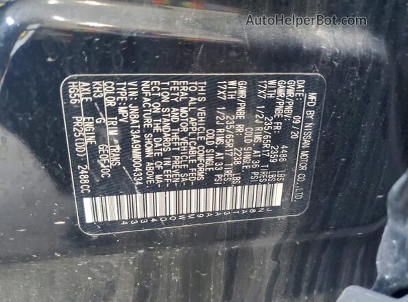 JN8AT3AA9MW004334 2021 NISSAN ROGUE Black VIN sticker view