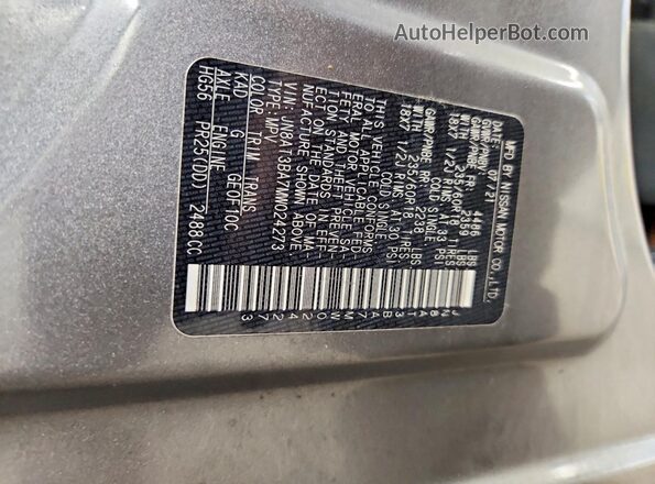 JN8AT3BA7MW024273 2021 NISSAN ROGUE Gray Vista de la etiqueta del VIN