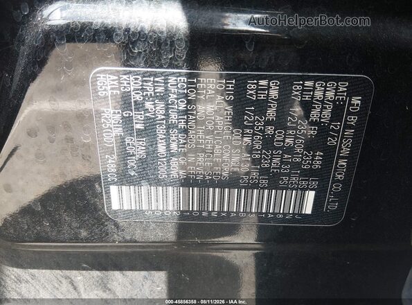 JN8AT3BAXMW012005 2021 NISSAN ROGUE Black Widok komory silnika