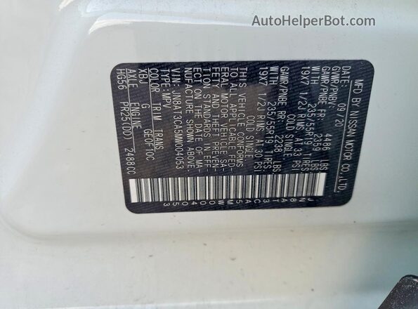 JN8AT3CA5MW004053 2021 NISSAN ROGUE White Вид підкапотного простору