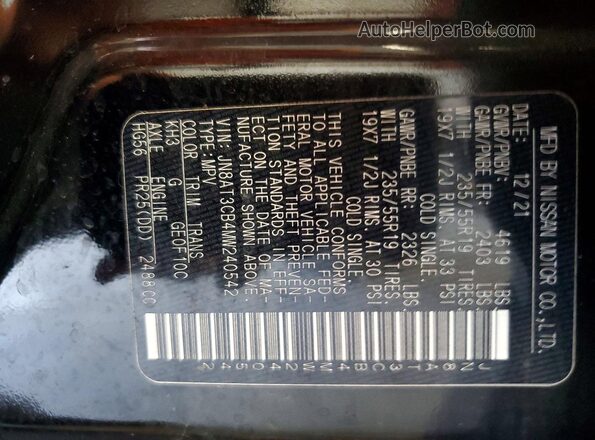 JN8AT3CB4MW240542 2021 NISSAN ROGUE Black Vista del compartimento del motor