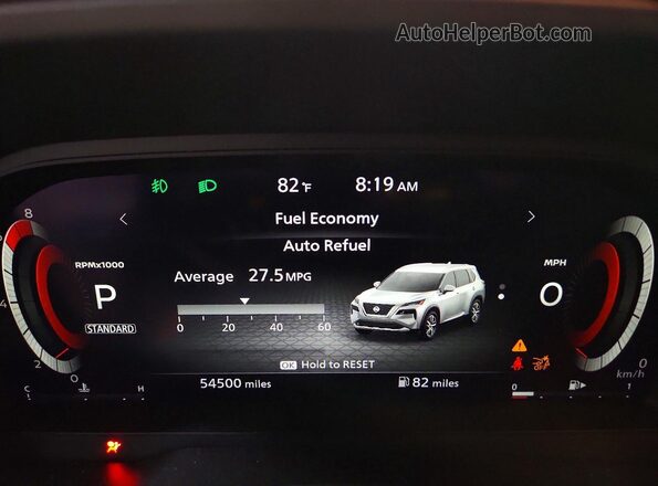 JN8AT3DCXMW101054 2021 NISSAN ROGUE Maroon Instrument cluster view