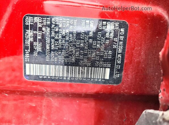 JN8AT3DD3MW300469 2021 NISSAN ROGUE Red Вид наклейки з VIN-кодом