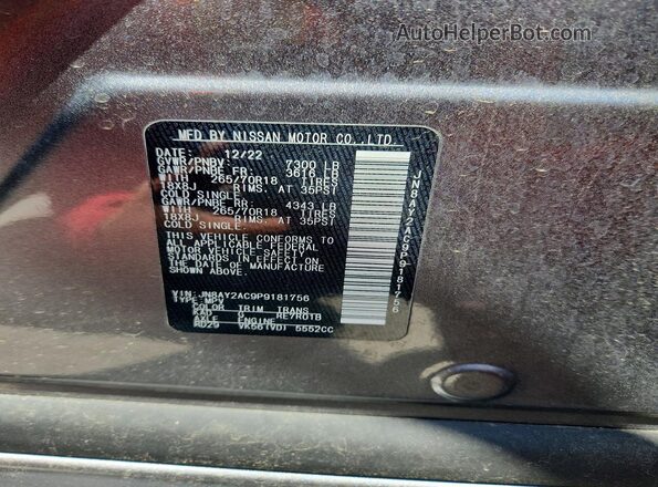 JN8AY2AC9P9181756 2023 NISSAN ARMADA Gray Вид наклейки з VIN-кодом