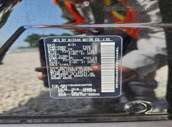 JN8AY2BA6N9390785 2022 NISSAN ARMADA Black Вид наклейки з VIN-кодом