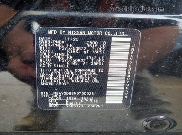 JN8AY2DB8M9790528 2021 NISSAN ARMADA Black 360 interior view