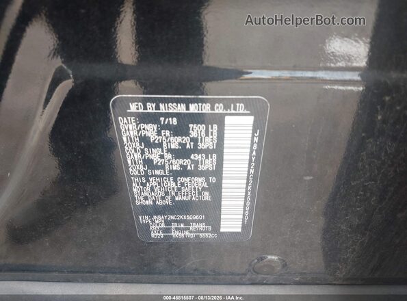 JN8AY2NC2KX509601 2019 NISSAN ARMADA Black ძრავის განყოფილების ხედი
