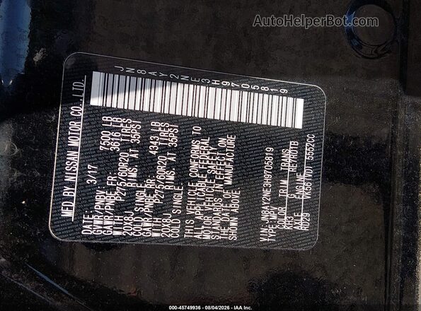 JN8AY2NE3H9705819 2017 NISSAN ARMADA Черный Вид подкапотного пространства