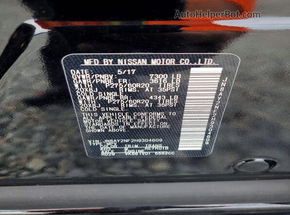 JN8AY2NF2H9304609 2017 NISSAN ARMADA Black Շարժիչի բաժամունքի տեսք