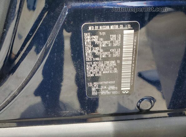 JN8AZ2AF7N9740502 2022 INFINITI QX80 Синий Вид наклейки с VIN-кодом