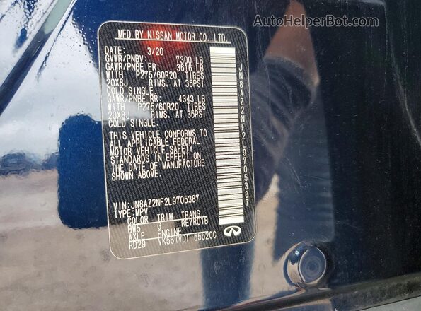 JN8AZ2NF2L9705387 2020 INFINITI QX80 Blue Շարժիչի բաժամունքի տեսք