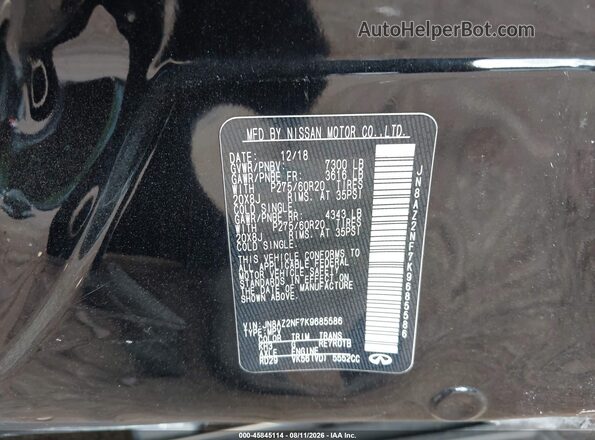 JN8AZ2NF7K9685586 2019 INFINITI QX80 Black Vista del compartimento del motor