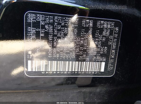 JN8BT3BA1SW344349 2025 NISSAN ROGUE Black Vista del compartimento del motor