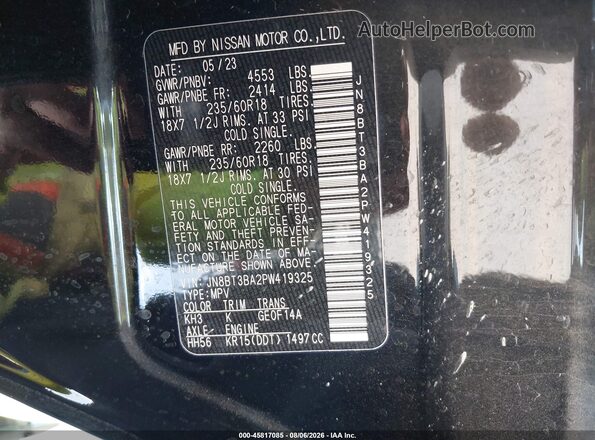 JN8BT3BA2PW419325 2023 NISSAN ROGUE Black Engine compartment view