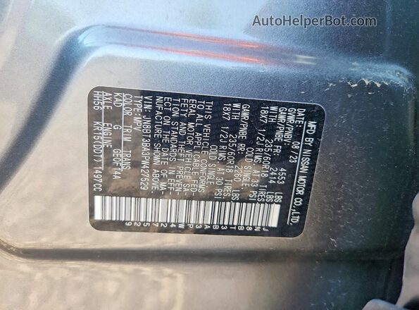 JN8BT3BA3PW427529 2023 NISSAN ROGUE Gray 360 interior view