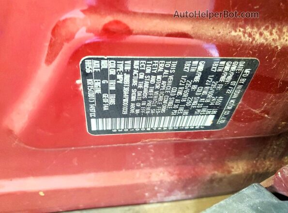 JN8BT3BA4PW001039 2023 NISSAN ROGUE Maroon Vista de la etiqueta del VIN