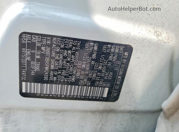 JN8BT3BA5PW424390 2023 NISSAN ROGUE White Vista interior de 360 grados