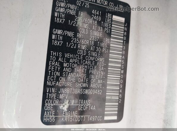 JN8BT3BA5SW009482 2025 NISSAN ROGUE White Widok komory silnika