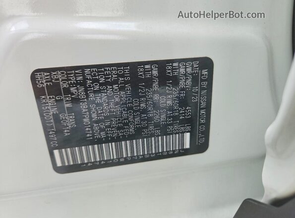 JN8BT3BA7PW014741 2023 NISSAN ROGUE White VIN sticker view