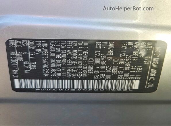 JN8BT3BA7RW352384 2024 NISSAN ROGUE Silver VIN sticker view
