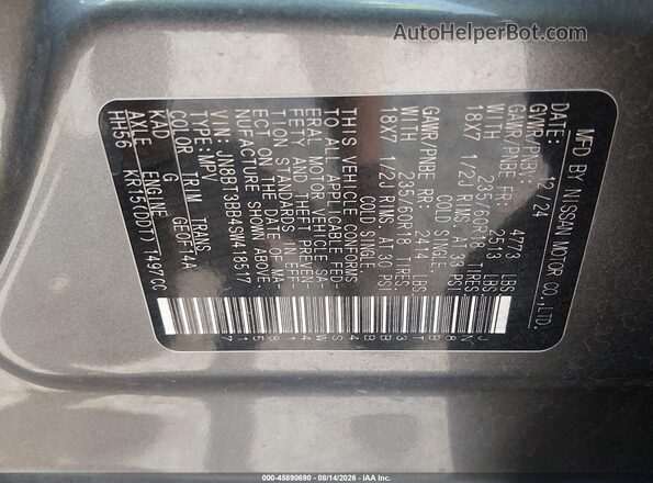 JN8BT3BB4SW418517 2025 NISSAN ROGUE Gray Շարժիչի բաժամունքի տեսք