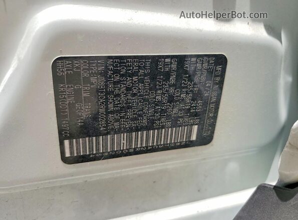 JN8BT3CA2RW002854 2024 NISSAN ROGUE White Widok wnętrza 360 stopni