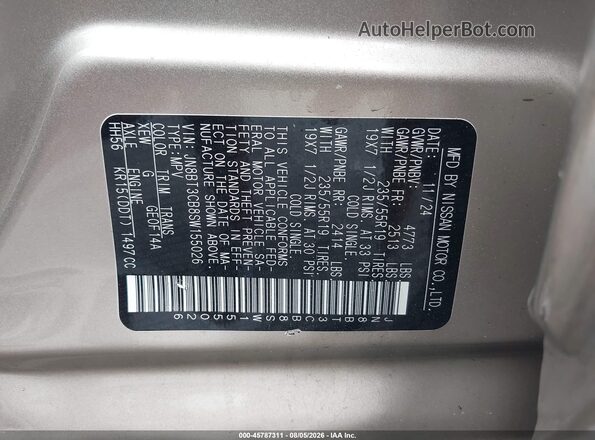 JN8BT3CB8SW155026 2025 NISSAN ROGUE Tan Widok komory silnika