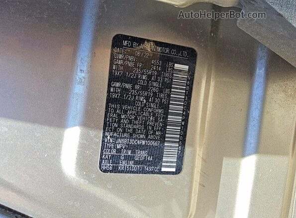 JN8BT3DC4PW100667 2023 NISSAN ROGUE Gold Widok naklejki z numerem VIN
