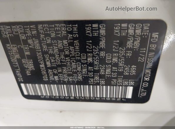 JN8BT3DD2PW308703 2023 NISSAN ROGUE White Vista del compartimento del motor